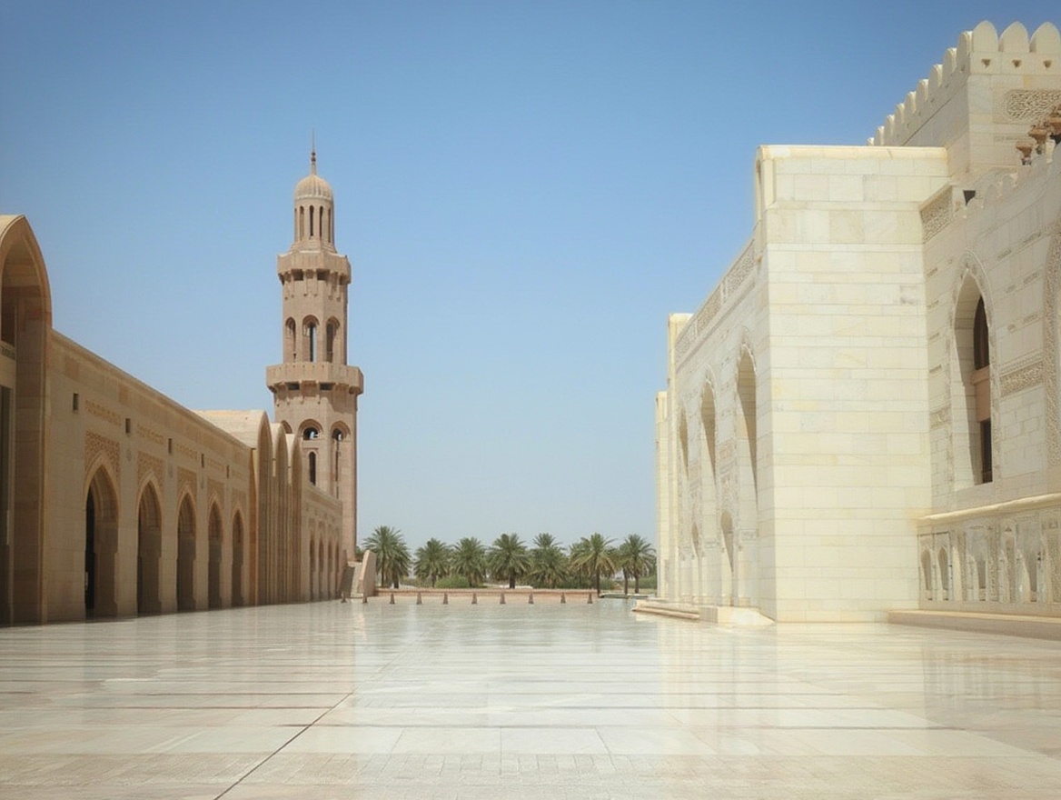 Sultan Qaboos Grand Mosque — free entry, best visited in the morning before the organised tours arrive